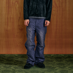 子 男秋冬高质感磨毛百搭休闲阔腿长裤 PMW 复古做旧宽松直筒牛仔裤