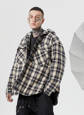 PMW 何与同款格子棉衣棉服衬衫款式外套男宽松休闲保暖百搭冬装