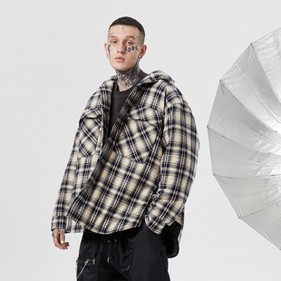何与同款 外套男宽松休闲保暖百搭冬装 格子棉衣棉服衬衫 式 款 PMW