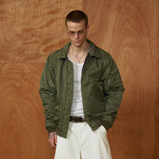 PMW 尼龙结构口袋夹克防风保暖螺纹收紧设计通勤百搭翻领外套冬季