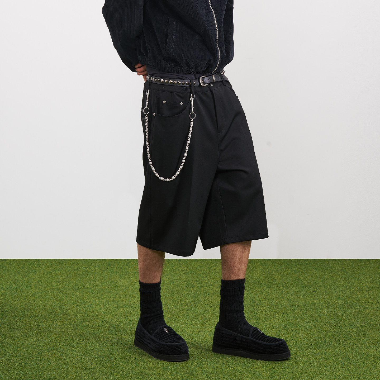 PMW 宽松七分西装裤男抗皱弹性舒适休闲复古通勤百搭直筒夏季短裤