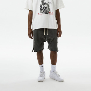五分裤 PMW 卫裤 水洗做旧毛边拉链短裤 男休闲宽松百搭透气舒适 夏季