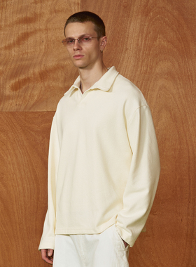 PMW 老钱风颗粒肌理POLO衫复古经典质感慵懒休闲宽松百搭男秋上衣