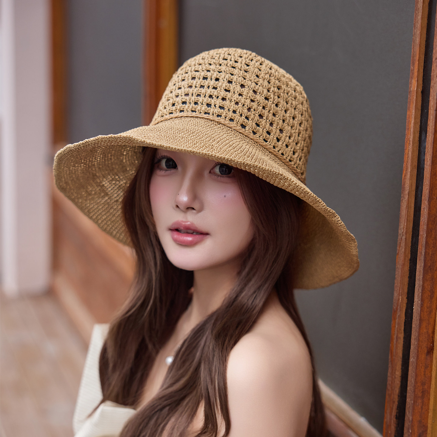 谷兜空间镂空大草帽出游春夏女