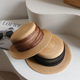 春夏新款 天然拉菲草真丝麻平顶帽女帽夏遮阳帽礼帽平沿平檐帽遮阳