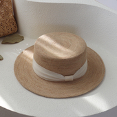 法式 复古老钱风100%拉菲草平顶宽帽檐遮阳纯手工编织度假防晒草帽