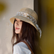 2025春夏季 超仙网纱蕾丝蝴蝶结草帽女拉菲草盆帽通勤款 渔夫帽子