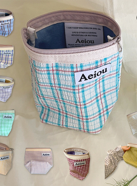 duye度也 韩国Aeiou收纳包百搭实用夏季方格波点化妆收纳便携现货