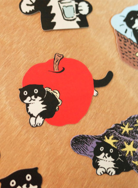 duye度也韩国huginn and muninn可移胶贴纸韩系ins手绘治愈奶牛猫