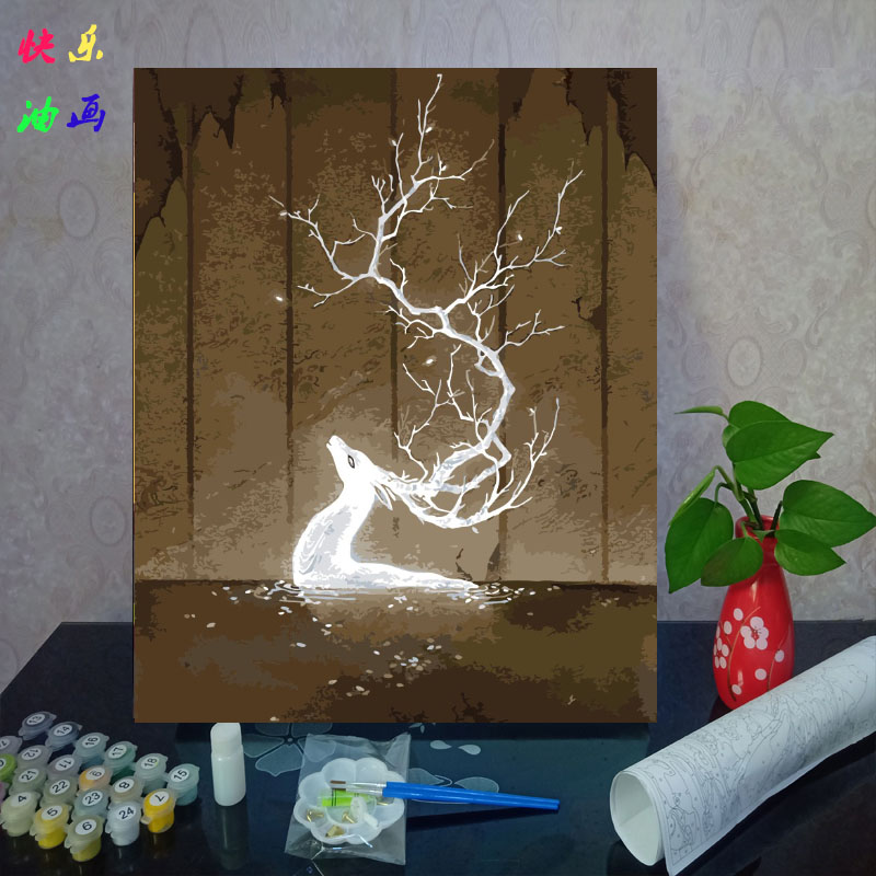 diy森林麋鹿儿童卡通减压装饰画