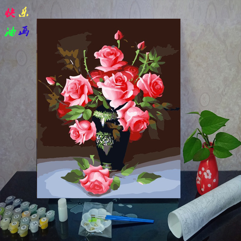 diy数字油画花卉自绘填色画减DIY/数字油画