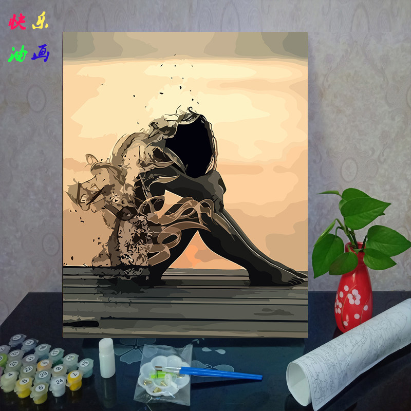 diy数字油画人物美女波普美人鱼 动漫定制儿童填色卡通减压装饰画