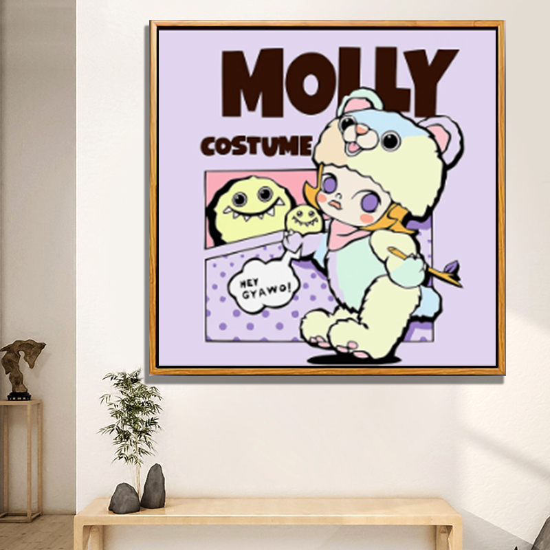 DIMOO泡泡玛特molly填色卡通动漫情侣礼物手工油彩画 数字油画diy