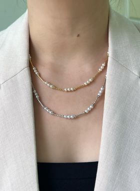 施家人造珍珠项链女 小米珠满天星锁骨链 轻奢小众高级感时尚