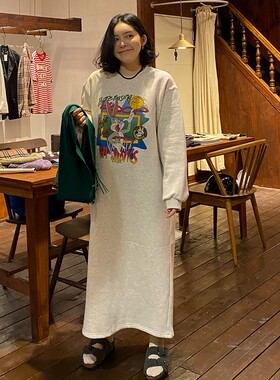 休闲连衣裙卡通印花卫衣裙加绒棉