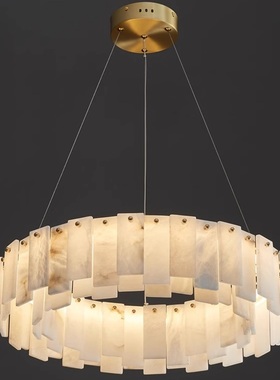 跨境天然云石全铜吊灯轻奢北欧自建房客厅灯后现代别墅卧室餐厅灯