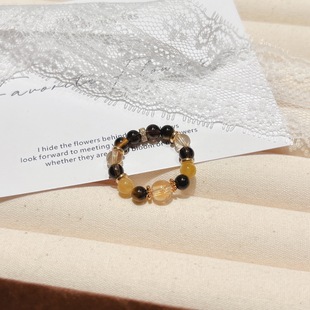 天然水晶戒指金霸综合男女款虎眼石茶晶黄塔晶招财求财多样性