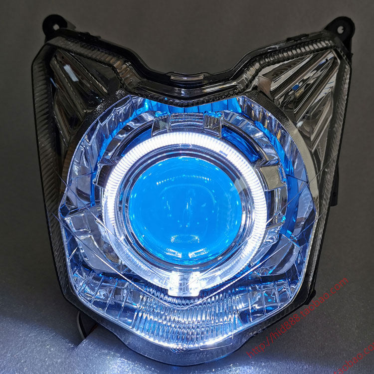 适用雅马哈飞致150摩托车 LED双光透镜天使恶魔眼氙气灯大灯总成
