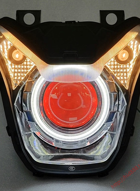 适用于五羊本田CB150S WH150-11大灯总成改装 LED双光透镜 天使眼