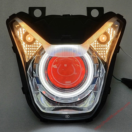 适用于五羊本田CB150S WH150-11大灯总成改装 LED双光透镜 天使眼