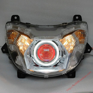 适用于豪爵虎鲨VX125前大灯总成改装 LED双光透镜天使恶魔眼配件