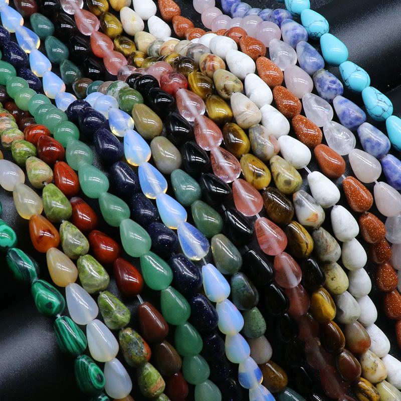 861-天然水晶玛瑙半宝石8X12mm水滴串珠diy手链项链耳环饰品材料