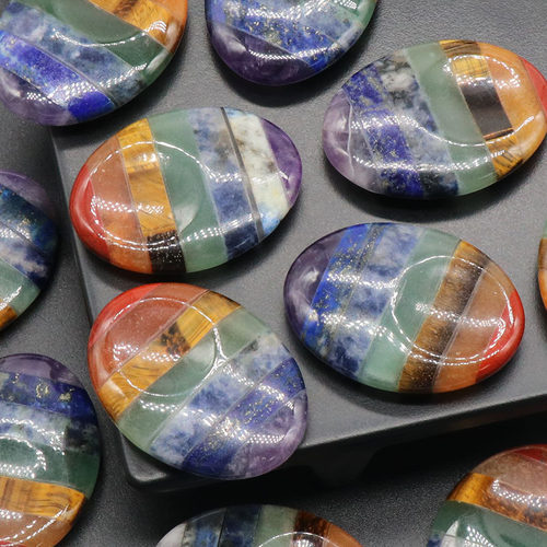 1240 worry stone七彩拼接拇指石天然水晶石头忘忧解压石