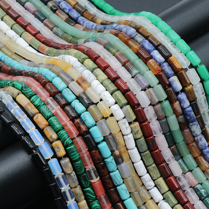 1330-水晶玛瑙玉石6*10mm圆柱形散珠隔珠圆管桶珠diy配件多款材质