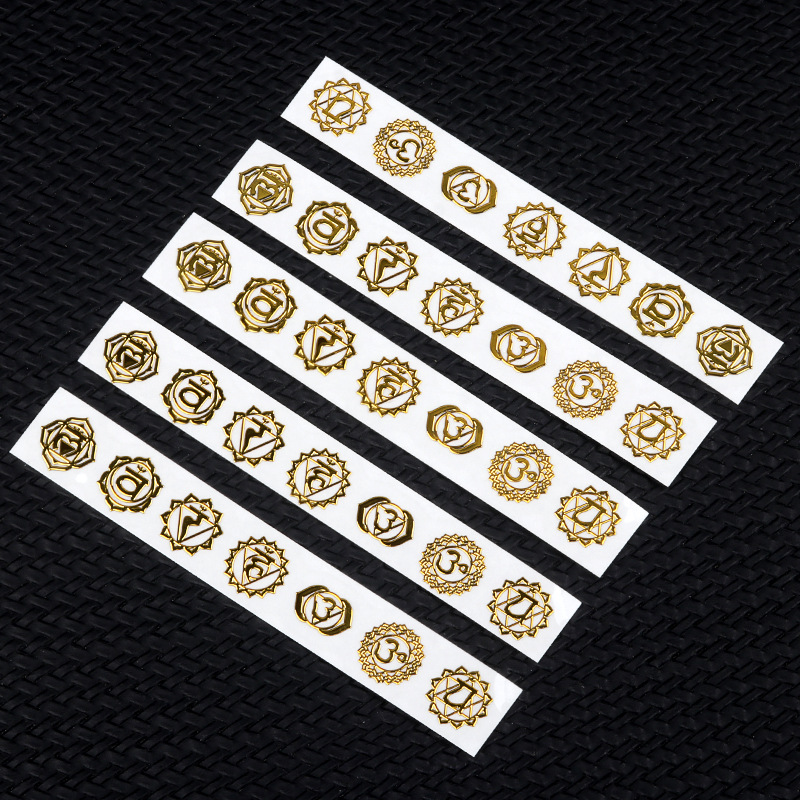 6130-查克拉符号金属贴 瑜伽符号铜片7PCS 1-1.3cm贴纸