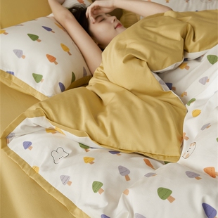 推荐云小棉四件套田园小清新天丝棉被套柔软舒适床单春夏床上用品