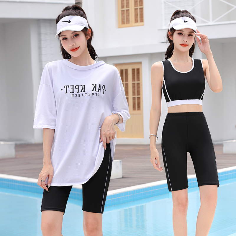 泳衣女分体三件套五分裤遮肚
