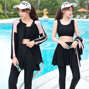 大码长袖长裤泳衣女分体水母服潜水服拉链保守防晒冲浪浮潜游泳