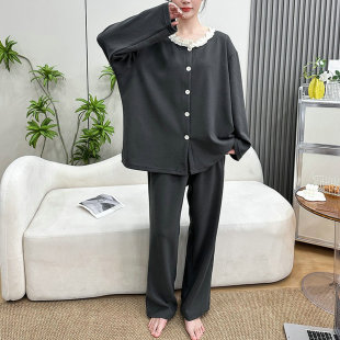 新款秋冬中厚保暖睡衣女士含莱赛尔桑蚕丝驼绒家居服大码长袖套装