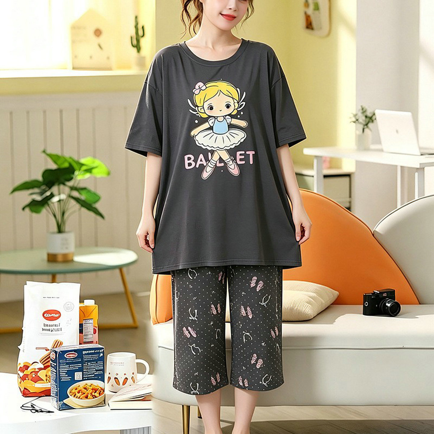 夏季大码针织纯棉睡衣女家居服