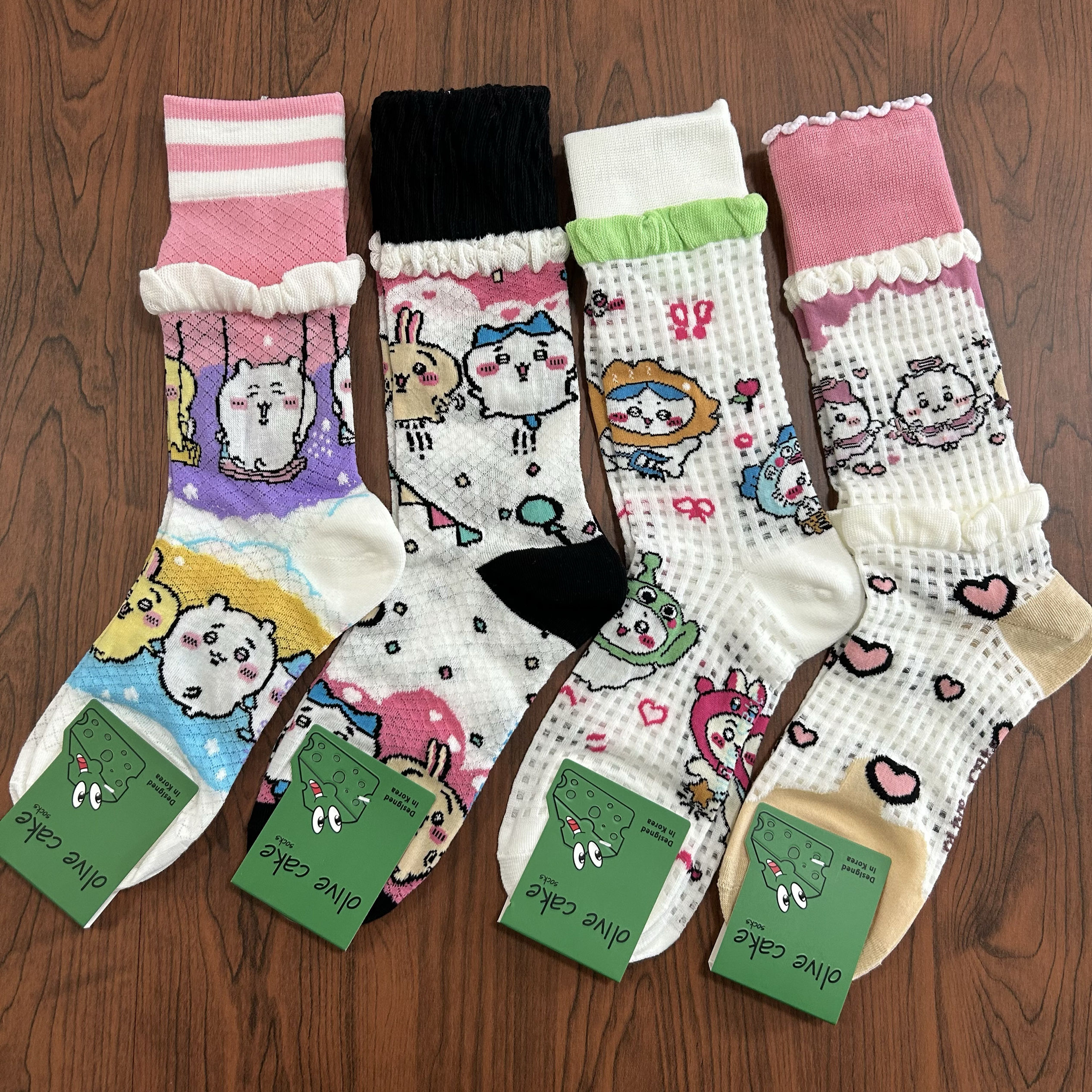 chiikawa吉伊卡哇 自嘲熊嘲讽熊卡通夏季网袜女士中筒袜均码