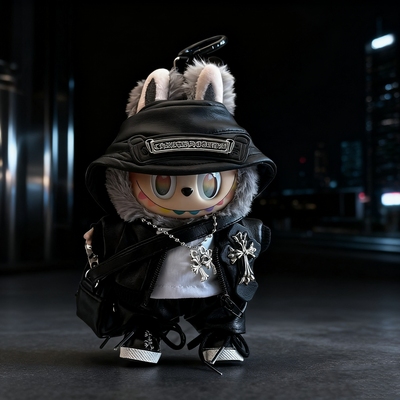 泡泡玛特labubu17cm克罗心娃衣