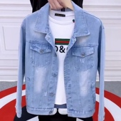 牛仔衣褂子上衣 潮流潮男痞帅轻奢男装 牛仔夹克外套男韩版 休闲时尚