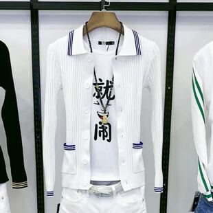 毛衣开衫男韩版修身潮男抖音快手红人同款针织衫社会精神小伙外套