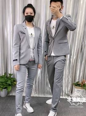 夜店婚礼伴郎小西服快手红人同款