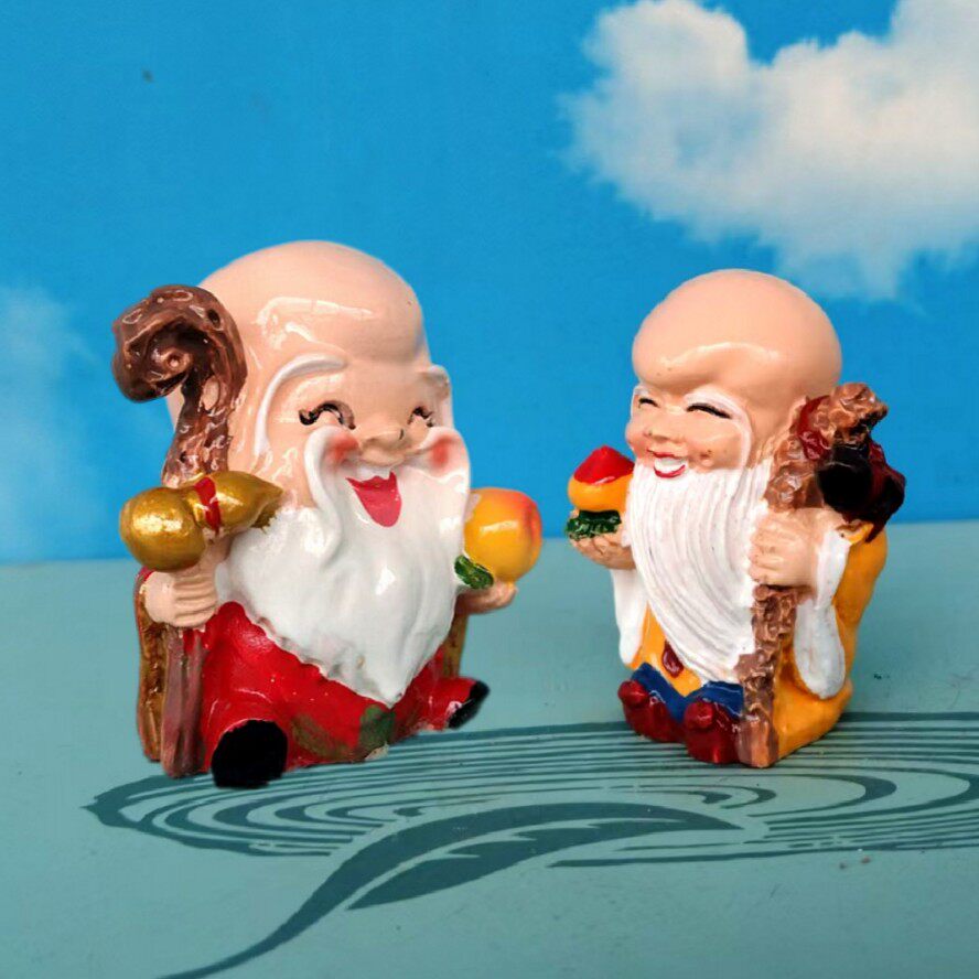 欢喜寿星摆件招财进宝南极仙翁寿公寿婆仙桃祝寿比南山车载装饰品