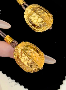 女沙金錾刻富甲天下乌龟盘缠项链