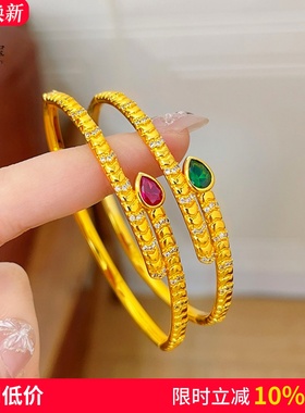 女沙金绿色亮面点钻蛇手镯