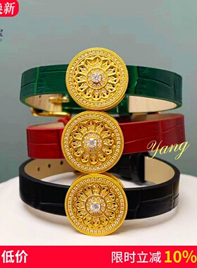 情侣沙金9999点钻玫瑰窗花手表