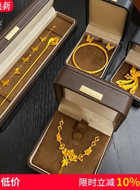 古法沙金三生花项链卷草纹手镯