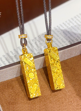 沙金吉言碎冰冰四方来财金条项链