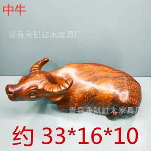 厂家铁犁木牛木雕木质工艺牛摆件家居饰礼