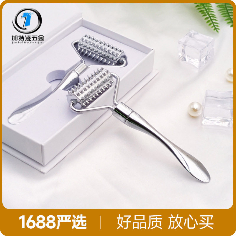 微针滚轮按摩仪器金属家用脸部美容护肤工具面霜挖取导入面部滚针