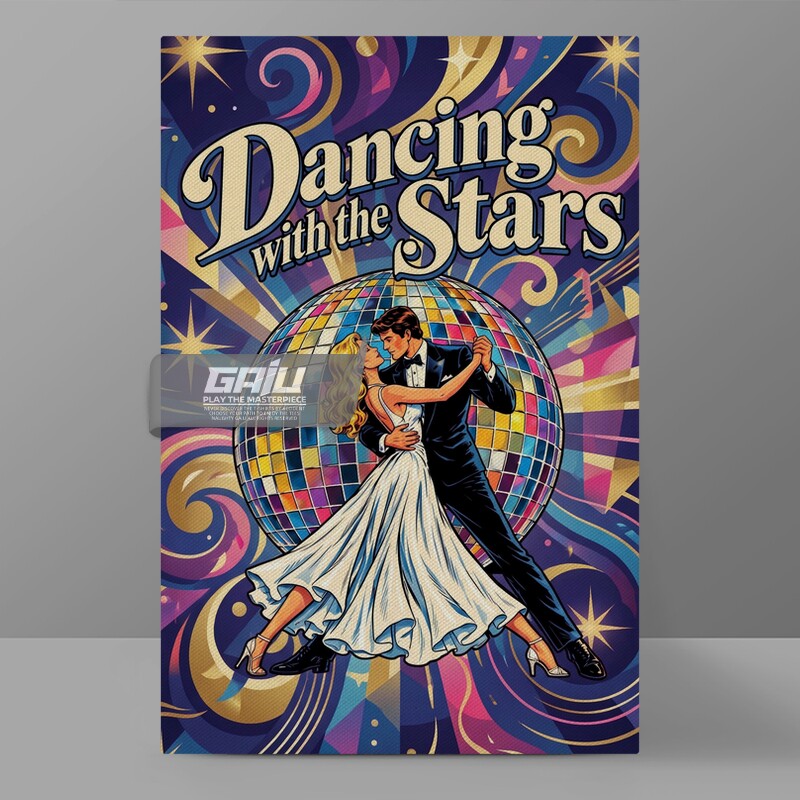与星共舞Dancing with the Stars美式复古水晶球华尔兹舞会装饰画