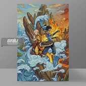 降世神通装 气宗壁画克拉传奇墙画原创怀旧动漫高清挂画 饰画最后