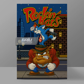 纽约大拳猫装 Kats壁画红白机FC游戏墙画猫仔拳王挂画 饰画Rockin